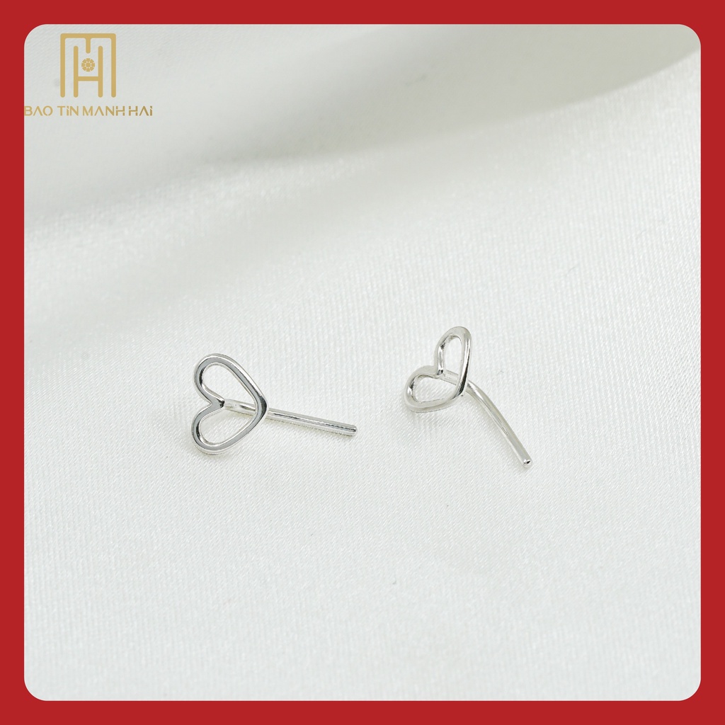 Bông tai Bạc nữ 925 hình tim phong cách Hàn Quốc Bảo Tín Mạnh Hải