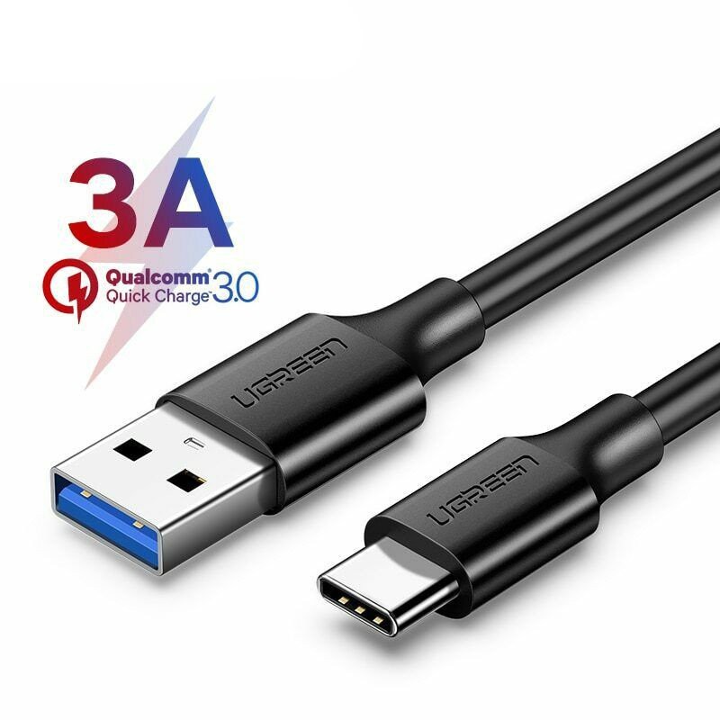 Dây cáp sạc và truyền dữ liệu tốc độ nhanh USB 3.0 sang USB type C, dòng 3A, dài 0.5-2m UGREEN US184