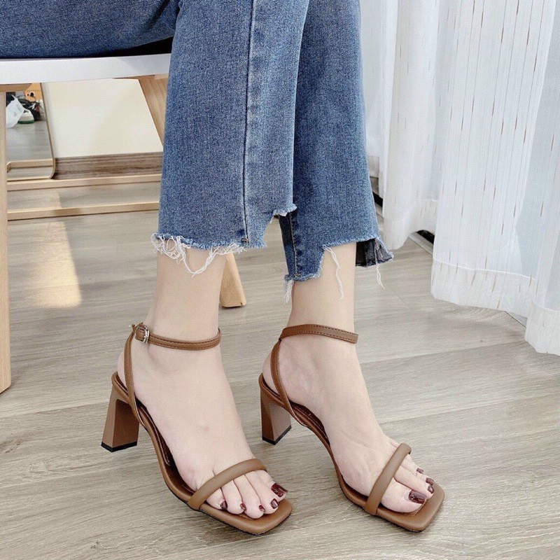 (S135) Sandal nữ quai tròn mảnh gót 7 phân (Mã TH87 - VNXK)