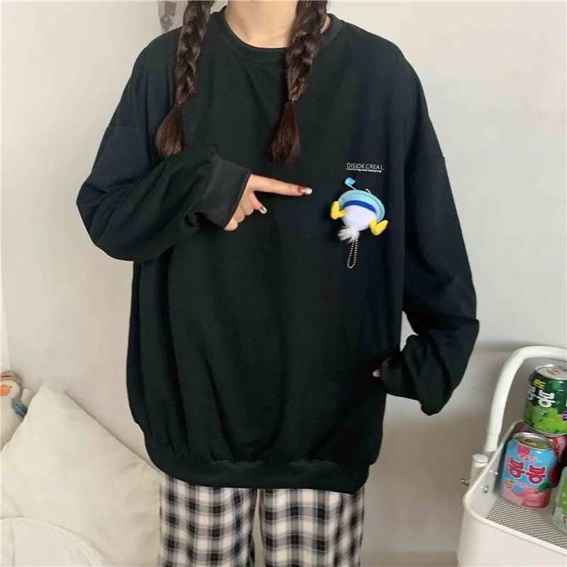 [Straw] Sweater/ Áo hình vịt kèm ghim cài đáng yêu vịt vàng ulzzang