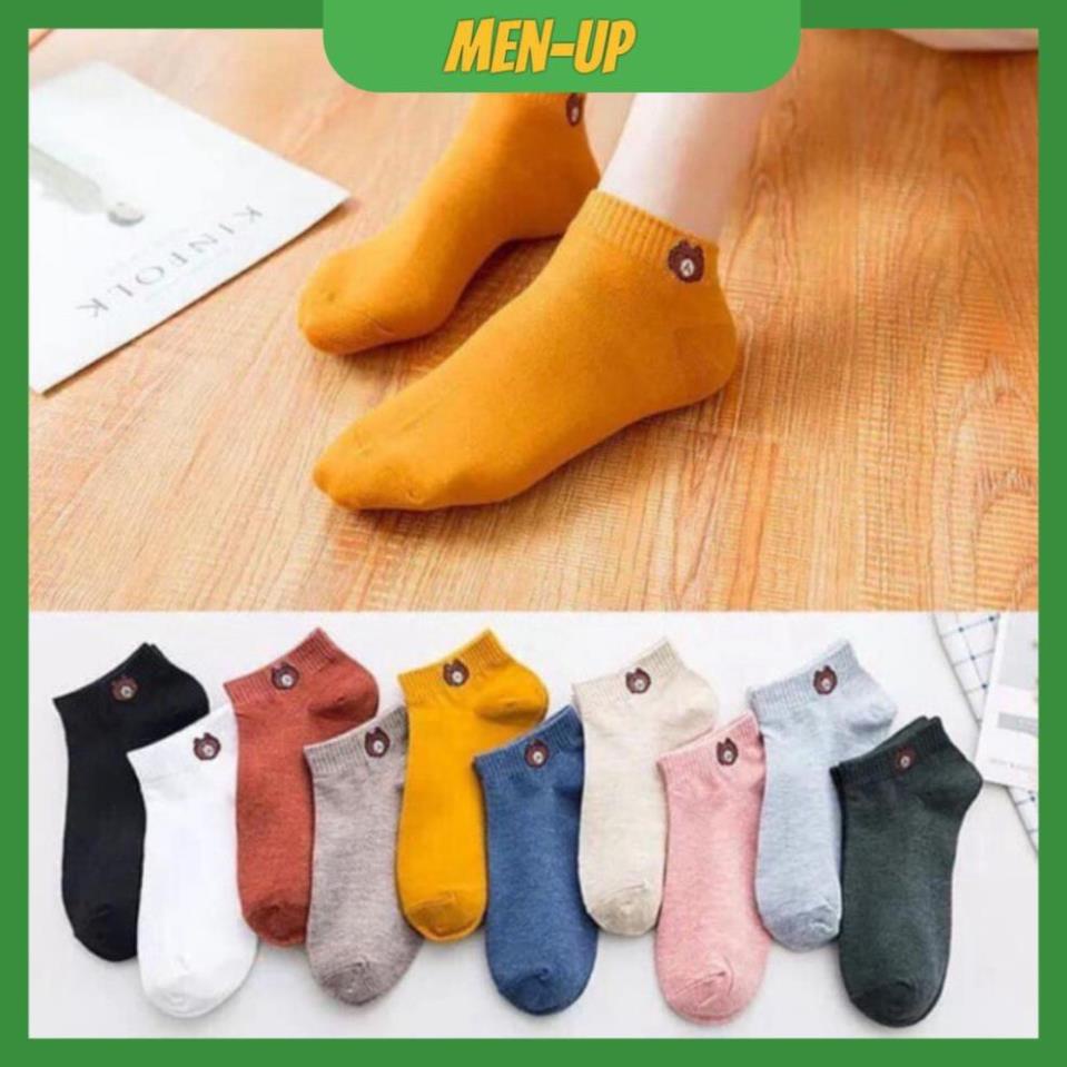 [giá gốc][10 Đôi] Tất Gấu Thoáng Khí siêu Thấm Hút Mồ Hôi đủ màu tặng túi rút siêu xinh