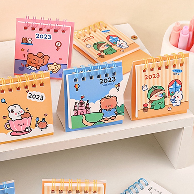 Lịch Để Bàn 2023 mini Họa Tiết Hoạt Hình Dễ Thương Dùng Để Trang Trí