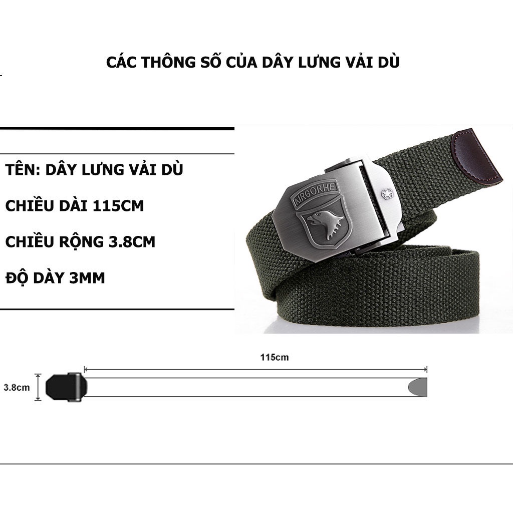 Dây Nịt Nam Cao Cấp, Thắt Lưng Nam Vải Dù Mặt Khóa Hợp Kim Thép Chống Ghỉ Dây Bền Đẹp
