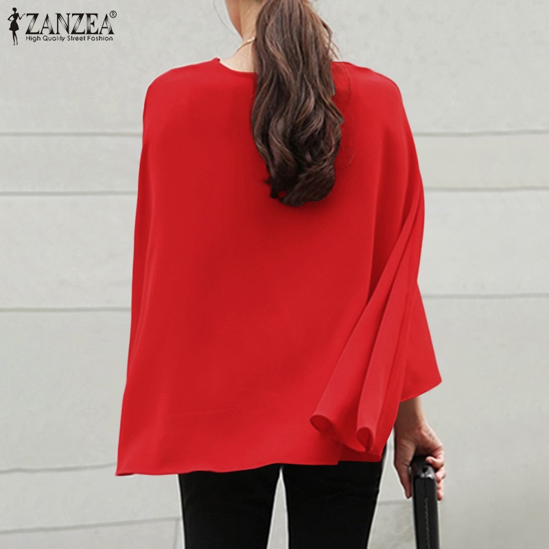 Áo choàng kiểu ZANZEA cổ tròn tay dài màu trơn thời trang thanh lịch cho nữ