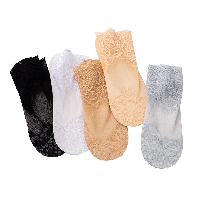 1 Đôi Tất Ren Cotton Ngắn Chống Trượt Thời Trang Xuân Hè Cho Nữ