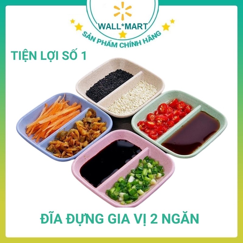 Đĩa Đựng Gia Vị 2 Ngăn 2 Màu Đẹp Wallmart WM12