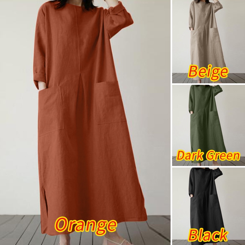 Đầm ZANZEA tay 3/4 dáng rộng phong cách châu Âu cá tính cho nữ