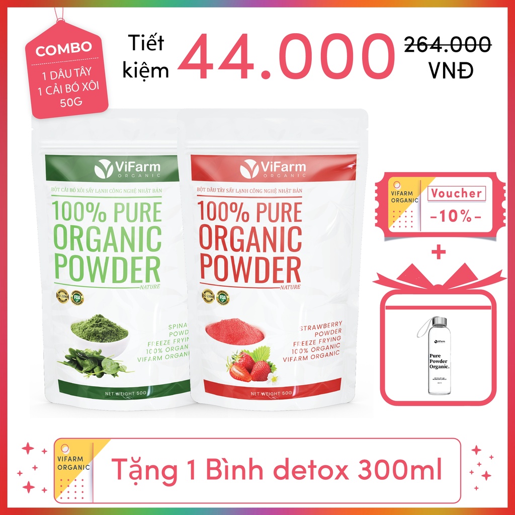 Bột Dâu Tây Nguyên Chất 50g, Bột Dâu Tây Sấy Lạnh, Làm Đẹp Da, Làm Bánh