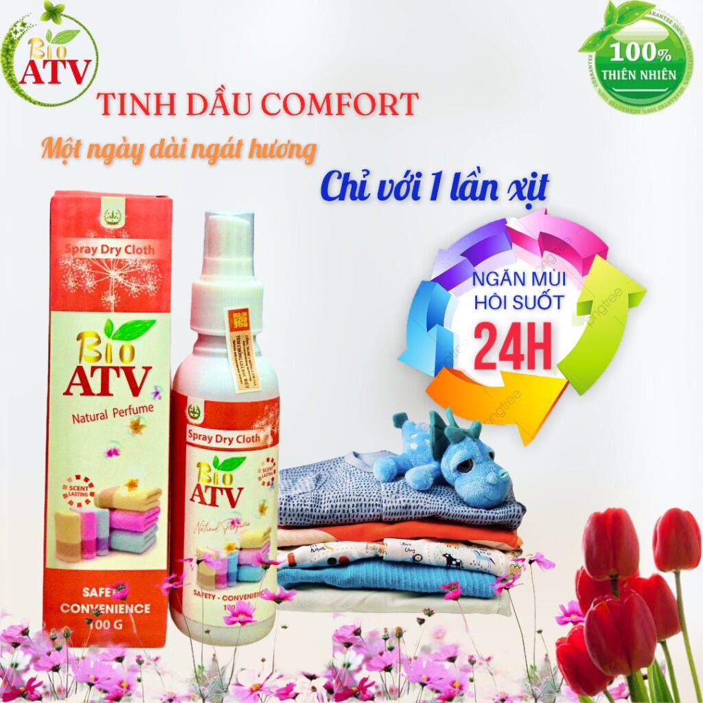 Xịt Thơm Quần Áo Sinh Học Bio ATV, Xả Vải Khô Sinh Học - Hương Comfort 100ml