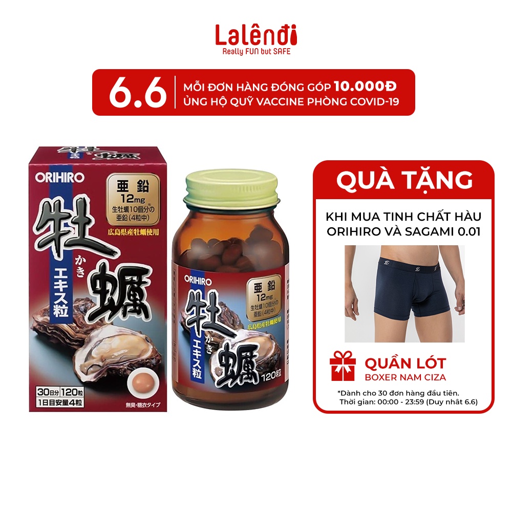 [Mã 66FMCGSALE hoàn 8% xu đơn 500K] TĂNG CƯỜNG SINH LÝ NAM | Tinh chất hàu tươi Orihio Nhật Bản 120 viên Lalendi Store