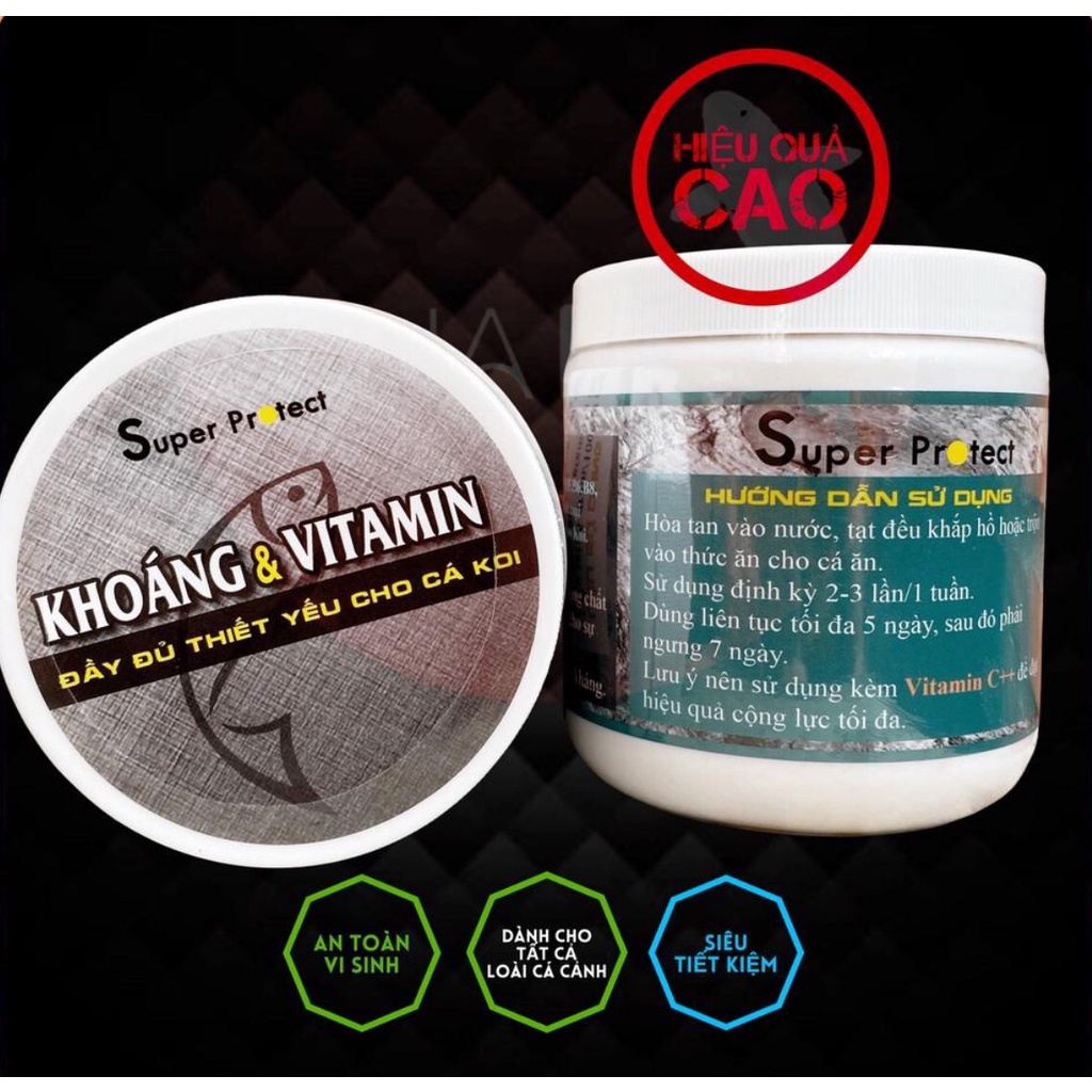 Khoáng & Vitamin Super Protect dùng cho cá Koi, cá Vàng, cá Rồng, cá cảnh - Hũ 300gr