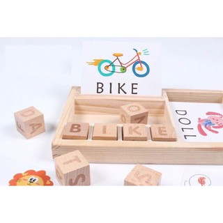 Bộ xếp chữ gỗ kèm hình phụ họa học tiếng anh cho bé