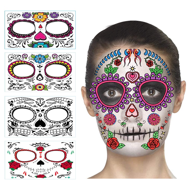 Hình Xăm Mặt Người Miếng Dán Tattoo Tạm Thời Chống Nước Halloween Vui Nhộn Legaxi