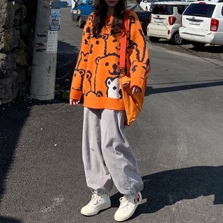 Áo Sweater Nữ Tay Dài Dáng Rộng Phong Cách Hàn Quốc Xinh Xắn