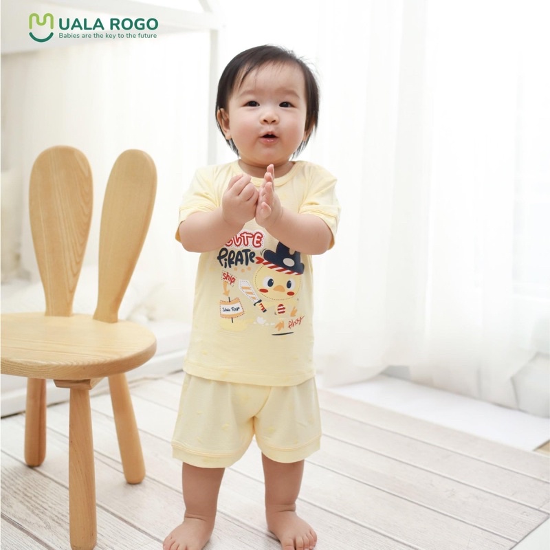 UR3633 Bộ cộc tay cài vai UalaRogo vải modal in hình (6-48M)