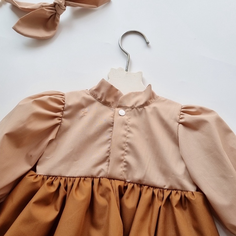 Set Váy Body Nâu Tây Cho Bé Gái  Giả Yếm Thắt Nơ Hàn Quốc Dễ Thương Size Từ 0-24 Tháng Tuổi MINTSCLOSET - BV7010