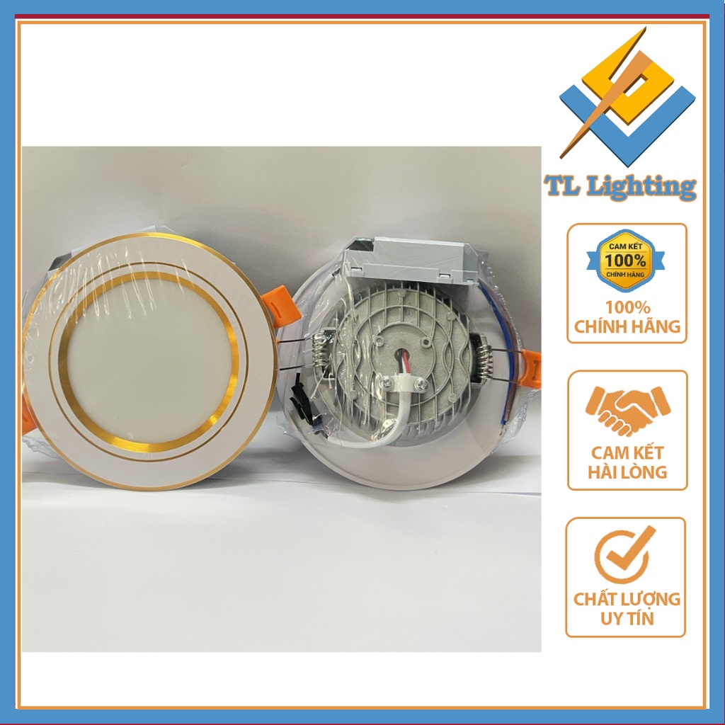 Đèn Âm Trần Viền Vàng Và Viền Bạc 7w 3 Chế Độ Nguồn Tenta cao cấp Thiết Kế Sang Trọng Mang Tính Thẩm Mỹ Cao