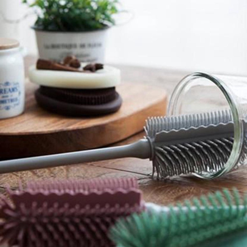 Bàn Chải Silicone Cán Dài Vệ Sinh Bình Sữa Em Bé Đa Năng Tiện Dụng