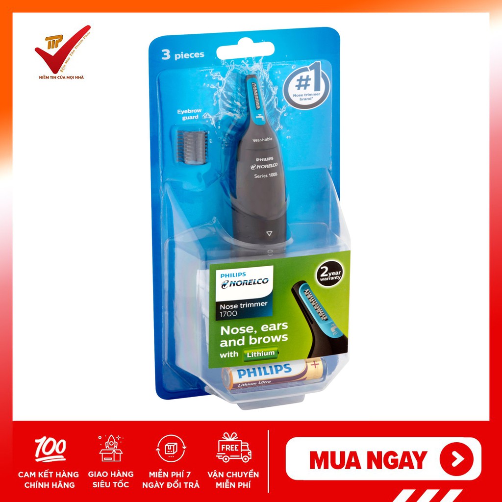 Máy tỉa lông mày, tai và mũi Philips NT1700 / 49 - 2 đầu tỉa