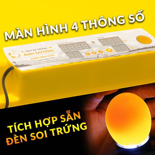 Máy ấp trứng Ánh Dương A100 - Ấp Tối Đa 108 Trứng - Tự Động Hoàn Toàn - Lắp Sẵn