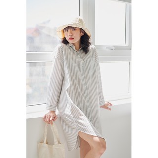 Đầm somi LEN clothing form suôn họa tiết kẻ sọc 797000