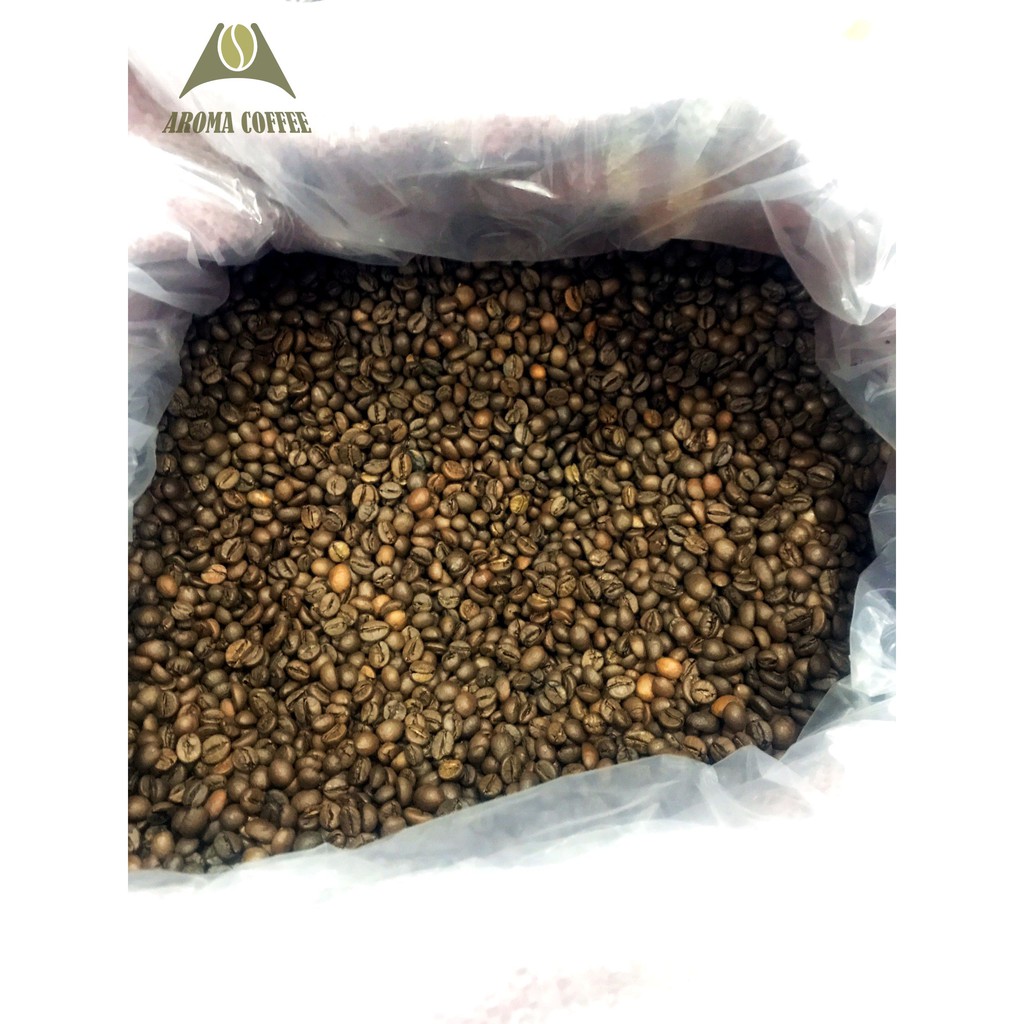 AROMA COFFEE 1000G - Cà phê hạt, cafe bột chế biến Natural rang mộc - Túi zipper có valve 1 chiều