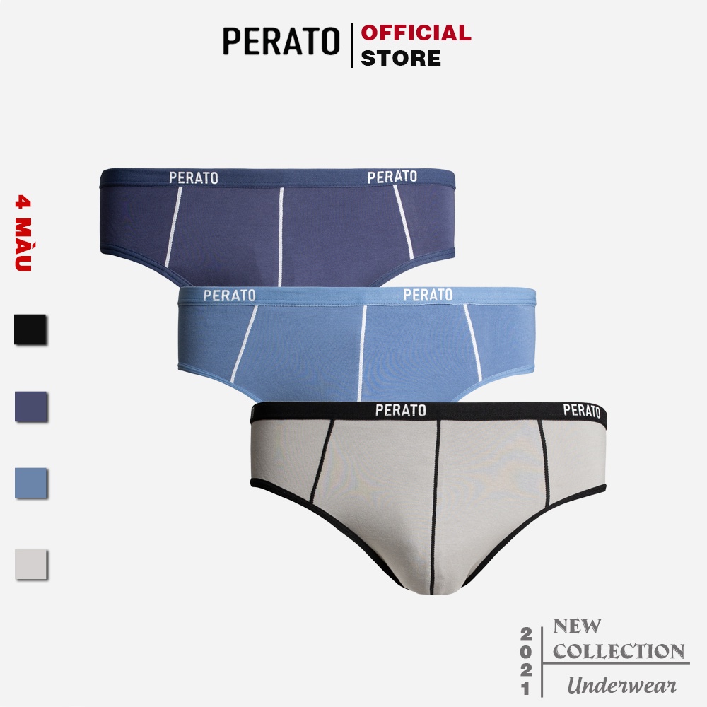 Combo 3 Quần Sịp Nam Tam Giác PERATO, Chất Liệu Cotton Cao Cấp, Siêu Thấm Hút, Kháng Khuẩn Tốt (X3-SIPP21098BRF)