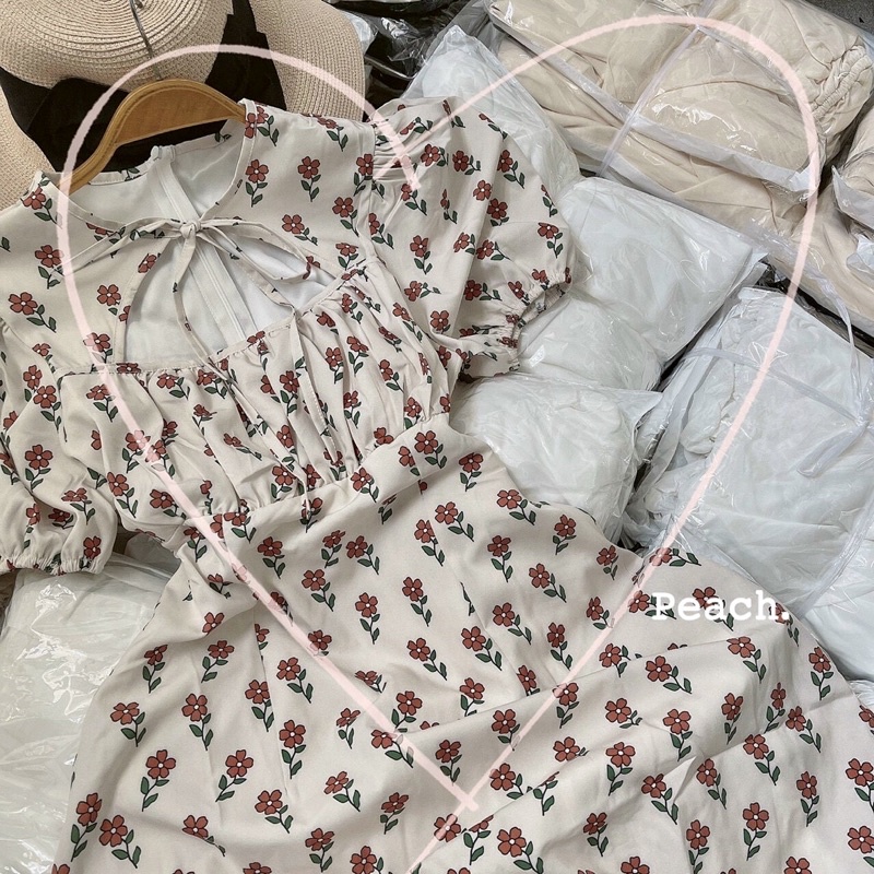 Đầm midi khoét ngực dáng maxi form chuẩn hoạ tiết hoa Sun Fashion