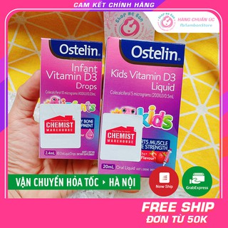 Có Tem Chemist Vitamin D3 Ostelin Úc cho bé dạng infant từ 0-6m, liquid từ