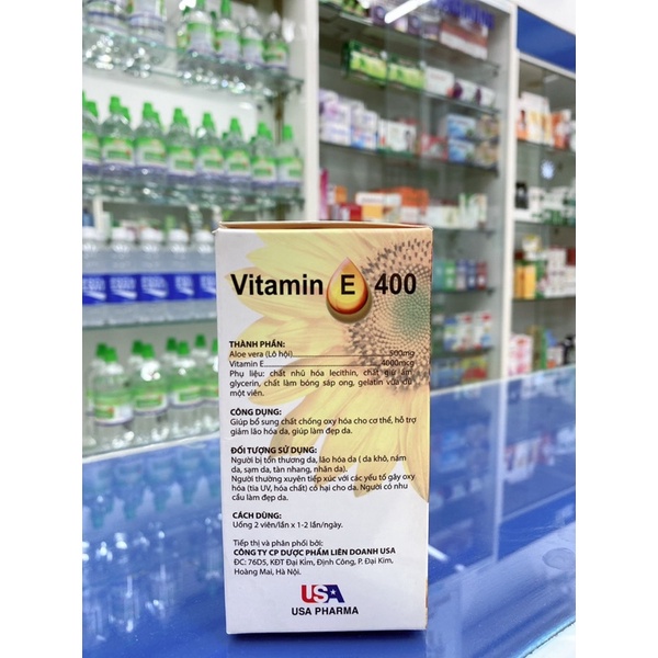 Vitamin E400 kèm Tinh chất Nha Đam - Giúp sáng và đẹp da (Hộp 100 viên)
