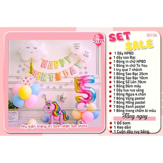 Set bóng trang trí sinh nhật Handmade kiểu Hàn Quốc siêu xinh, cực chất [Tặng kèm phụ kiện] Simparty