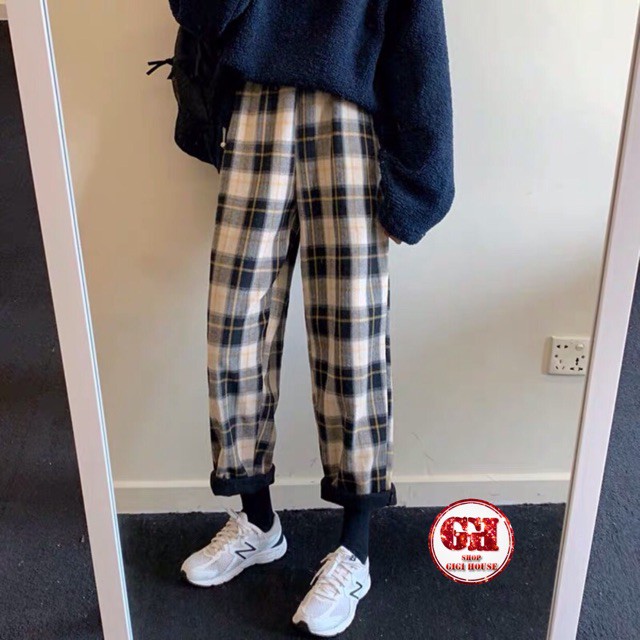 FREESHIP 50K - Quần CARO ỐNG SUÔNG NÂU - XÁM ĐEN - ĐEN Nam Nữ Unisex Gía Sóc | BigBuy360 - bigbuy360.vn