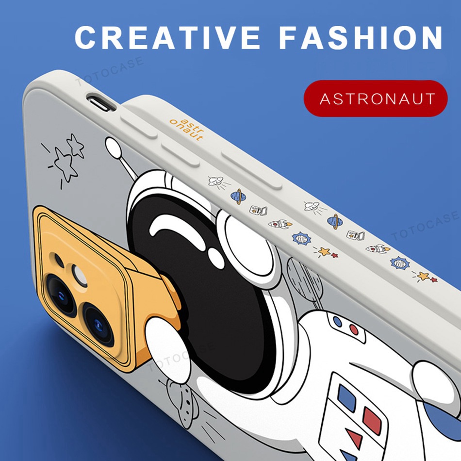 Ốp Điện Thoại Silicon Hình Phi Hành Gia Cho iPhone 13 11 12 Pro MAX Mini 6 6S 7 8 Plus 7plus 8plus 6plus 6splus 7+ 8+ X XR XS MAX