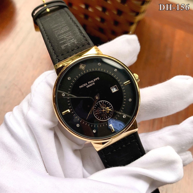 Đồng hồ nam Patek Philippe mặt tròn dáng cổ điển mặt Mineral chống xước chống nước DH156 Shop2k