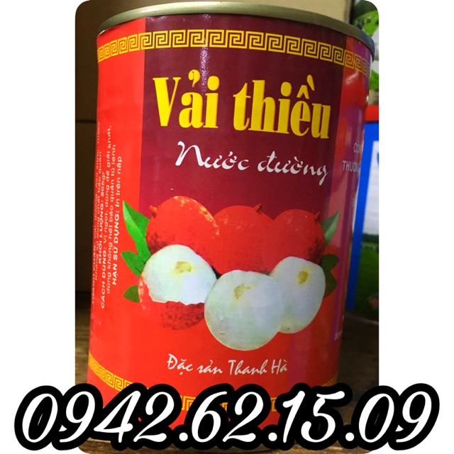 Vải thiều nước đường Thanh Hà đóng lon 565 Ml