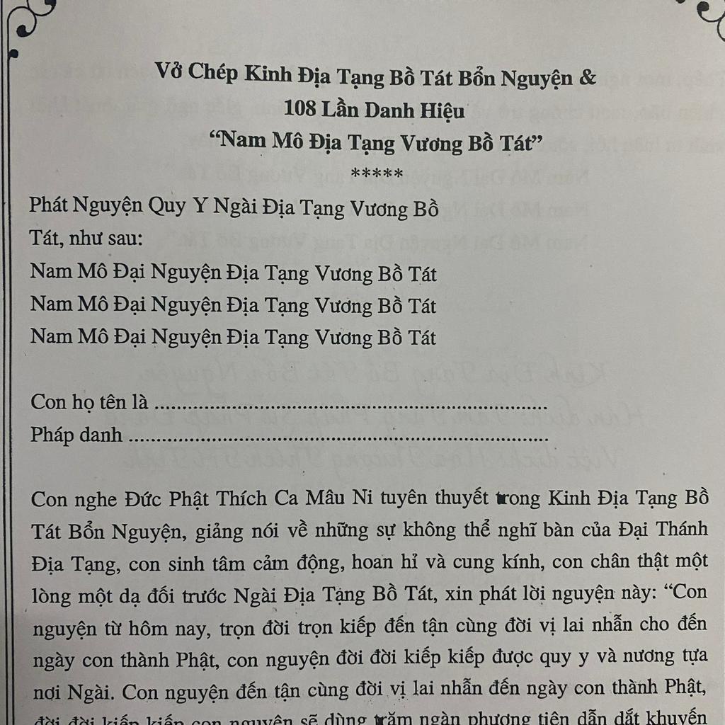 Sẵn hàng_Vở Chép Tay Kinh Địa Tạng Bồ Tát Bổn Nguyện In Chữ Mờ bán chạy