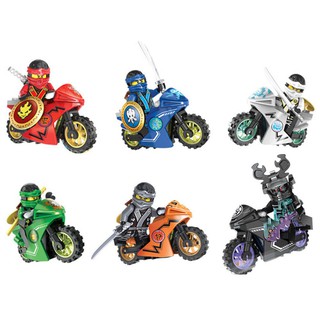 Bộ 6 mô hình lego nhân vật ninja ngồi xe moto vui nhộn