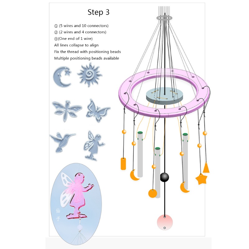 cozy Novelty Wind Chime Resin Silicone Mold Craft Ornaments Shopkeeper Shop Balcony Decor Window Pendant Home Decoration DIY