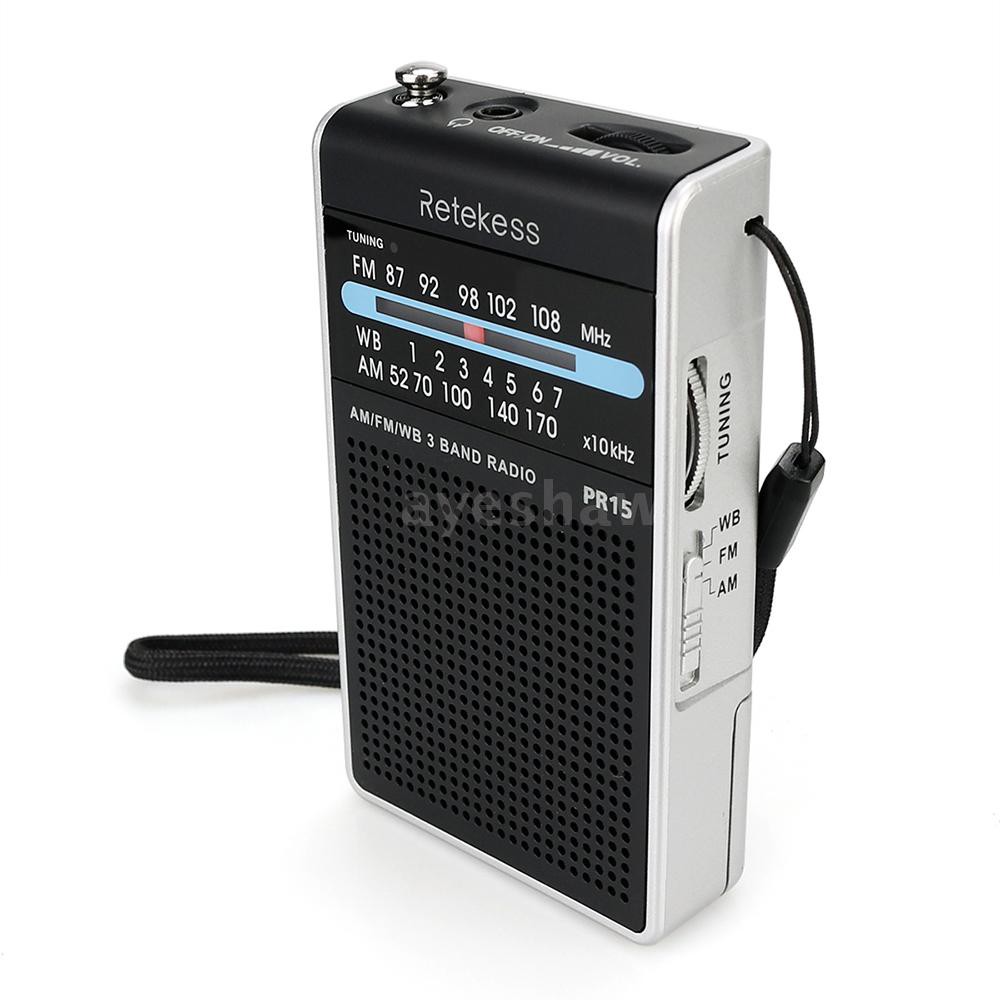 Retekess PR15 Mini Pocket Radio FM/AM/WB Tuning Radio Receiver NOAA Weather Warning for Outd