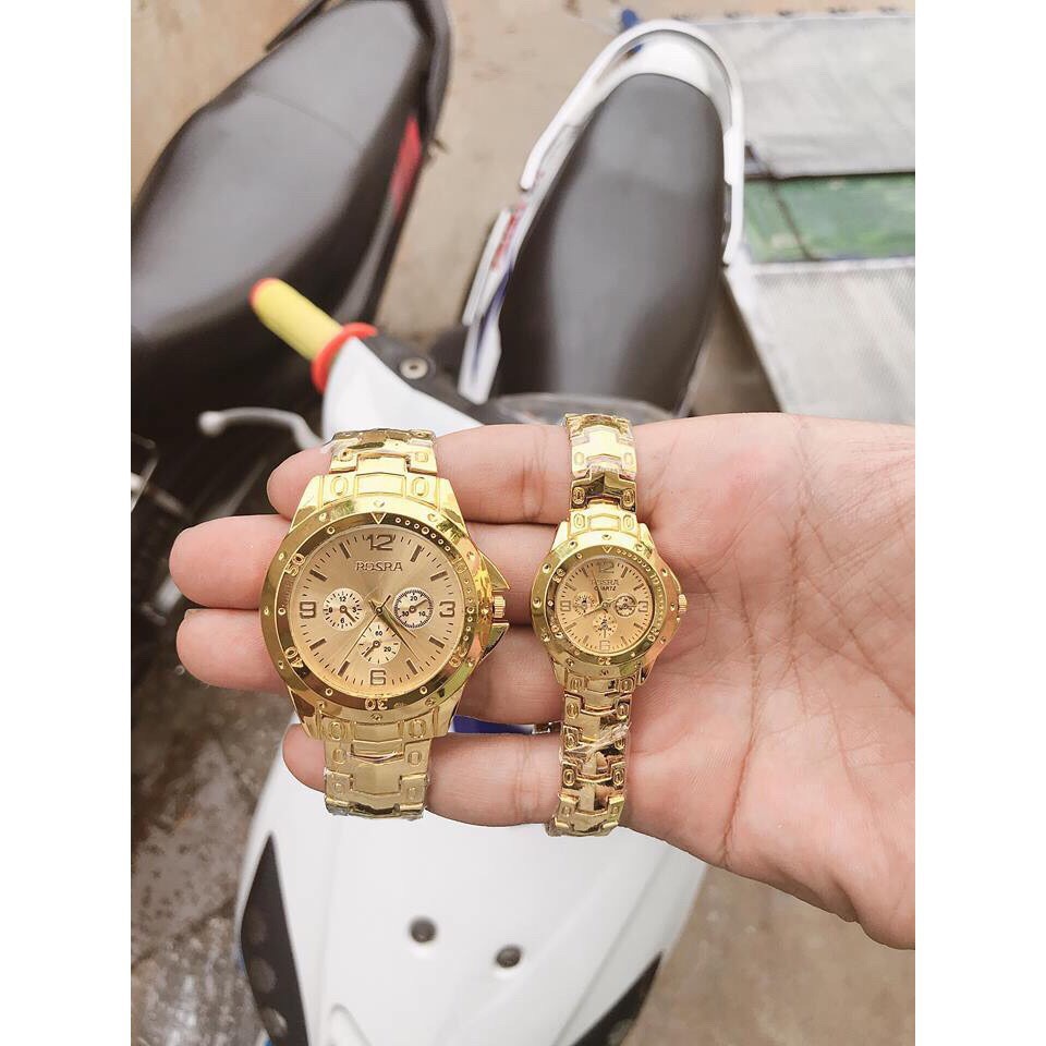 ĐỒNG HỒ CẶP ĐÔI NAM NỮ ROSRA NEW ARRIVAL VÀNG FULL D307 CỰC ĐẸP | BigBuy360 - bigbuy360.vn
