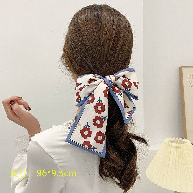 Phiên bản Hàn Quốc của buộc tóc khăn lụa tính khí băng đô buộc tóc nơ nút thắt đầu dây ruy băng dài streamer