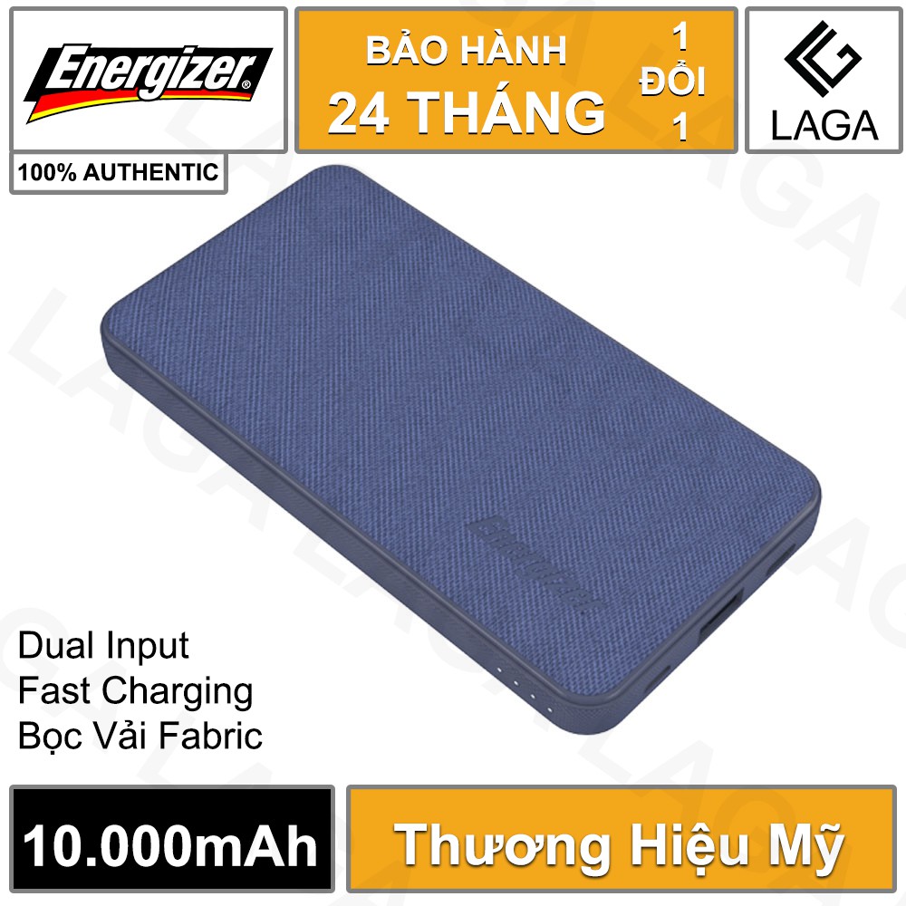 Pin Sạc Dự Phòng Energizer 10000mAh Li-Polymer Bọc Vải Fabric UE10043