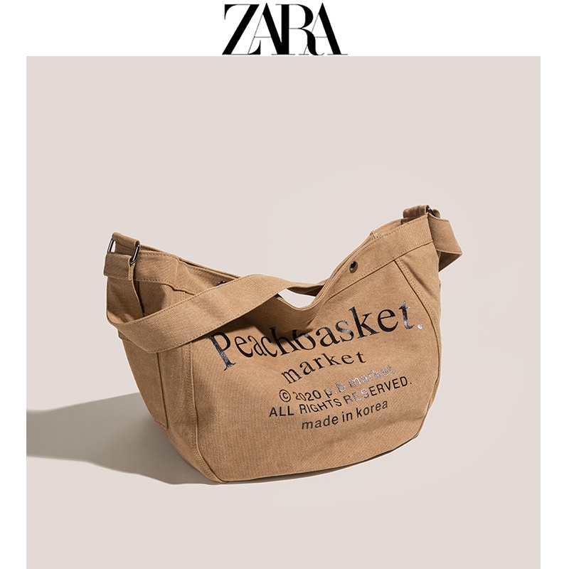 ZARA Túi Xách Nữ Vải Canvas Cỡ Lớn Thời Trang Cao Cấp