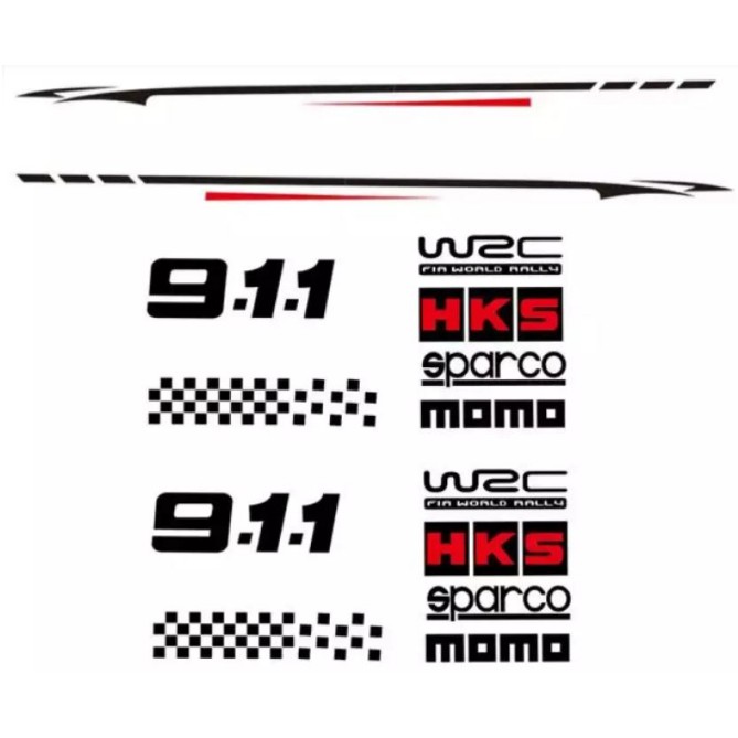 Bộ 02 tem dán sườn xe WRC-911 phong cách thể thao