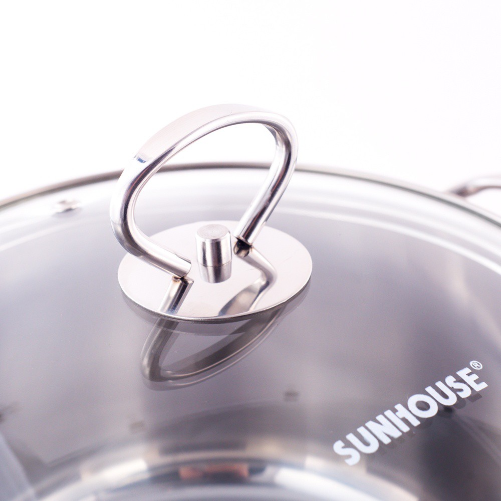 Bộ nồi Sunhouse inox 3 đáy Sunhouse SH888 phi 3 chiếc size 16-20-24cm (màu trắng)
