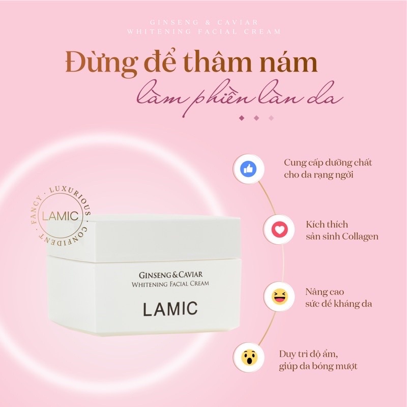 Kem dưỡng trắng ngừa thâm nám trứng cá tầm Lamic ginseng caviar facial cream