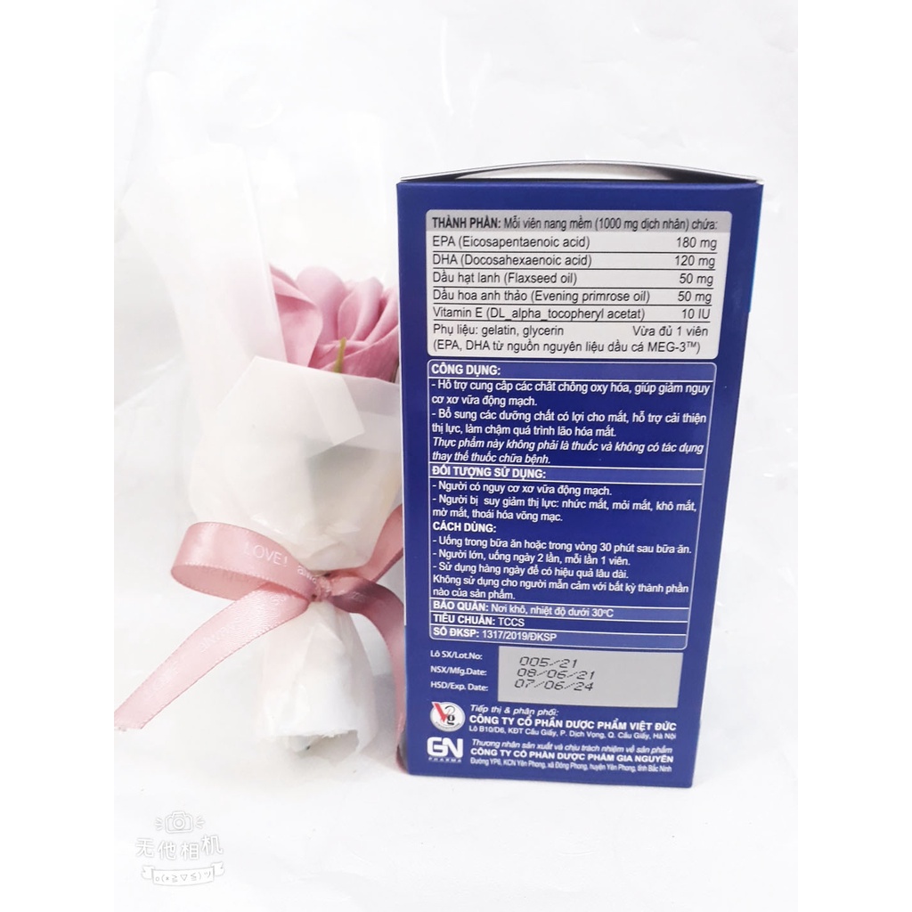 Viên bổ mắt OMEGA 3.6.9, giúp sáng mắt, giảm nhức mắt, mỏi mắt, khô mắt, thoái hóa võng mạc và giảm xơ vữa động mạch
