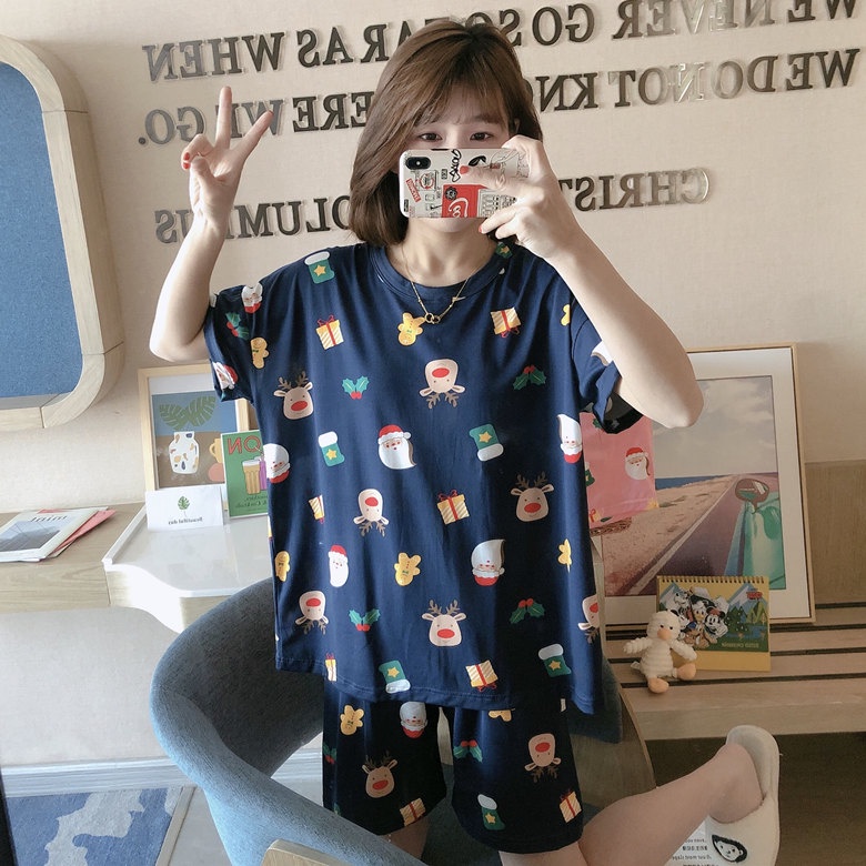 Bộ Đồ Ngủ Pijama Mặc Nhà, Thun Spandex In Hoạt Hình Áo Cộc Và Quần Ngắn Cute, Set Đồ Ngủ Dễ Thương, Đồ Bộ Nữ | BigBuy360 - bigbuy360.vn