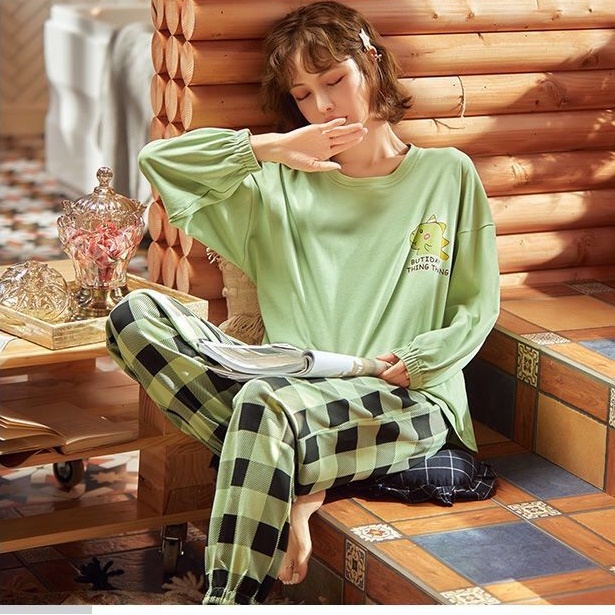 Bộ Đồ Ngủ Nữ Mặc Nhà Vải Co Giãn 4 Chiều Quần Áo Dài Tay Dày Pijama Váy Ở Nhà Mùa Xuân Thu Đông Dễ Thương Kute BĐN52 | BigBuy360 - bigbuy360.vn