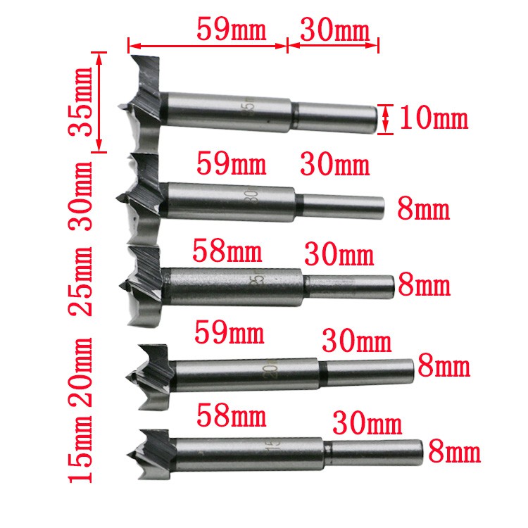 Bộ 5 mũi khoét ổ khóa, bản lề thép Cacbon